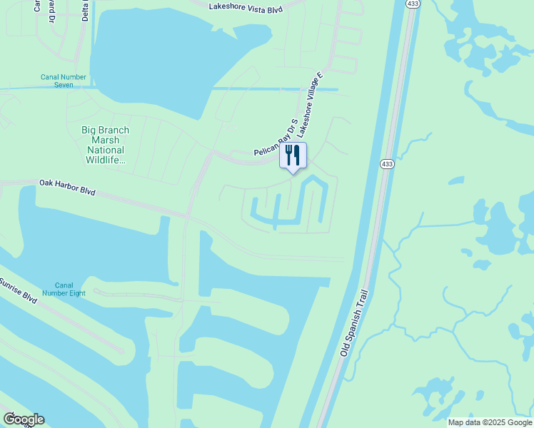 map of restaurants, bars, coffee shops, grocery stores, and more near 912 Lakeshore Village Point in Slidell