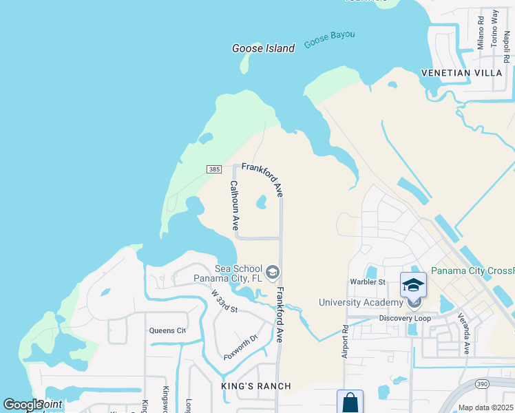 map of restaurants, bars, coffee shops, grocery stores, and more near 3615 Calhoun Avenue in Panama City
