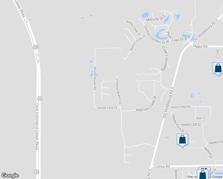 map of restaurants, bars, coffee shops, grocery stores, and more near 7248 Longleaf Branch Drive in Jacksonville