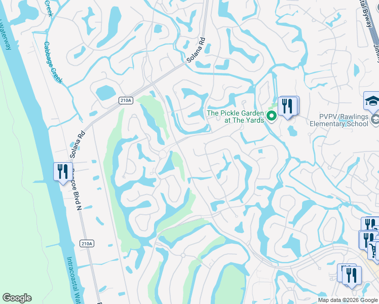 map of restaurants, bars, coffee shops, grocery stores, and more near 4611 Marsh Hawk Place in Ponte Vedra Beach