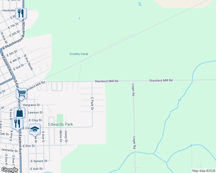 map of restaurants, bars, coffee shops, grocery stores, and more near 247 Gulf Rose Drive in Crowley
