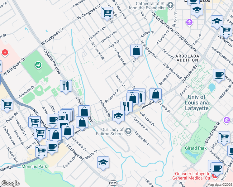 map of restaurants, bars, coffee shops, grocery stores, and more near 106 Dean Street in Lafayette