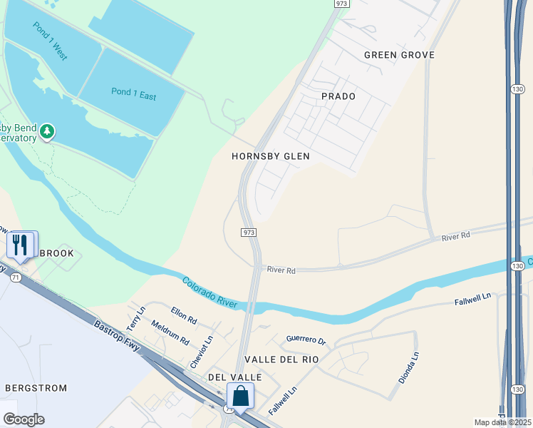 map of restaurants, bars, coffee shops, grocery stores, and more near 2525 Elara Drive in Austin