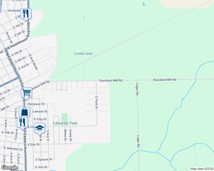 map of restaurants, bars, coffee shops, grocery stores, and more near 247 Gulf Rose Drive in Crowley