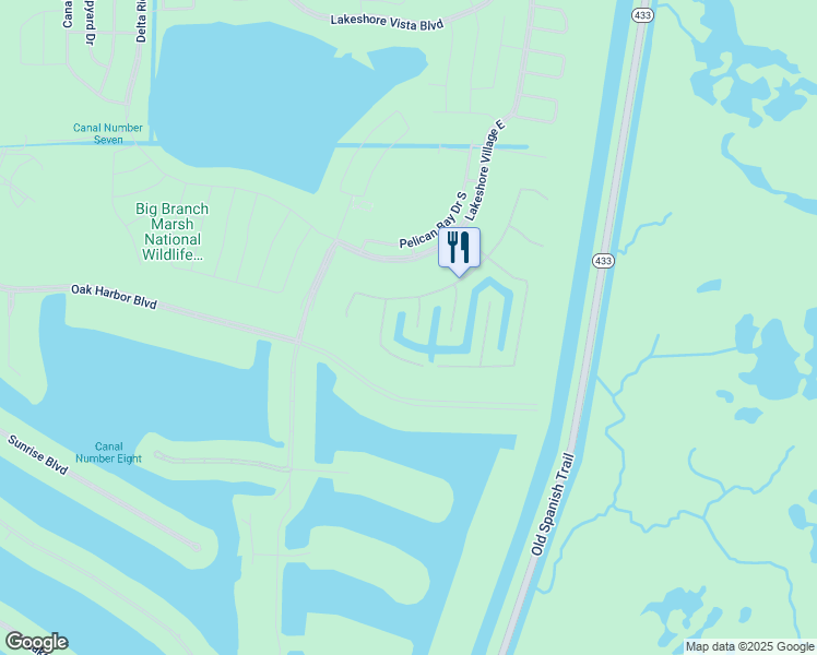 map of restaurants, bars, coffee shops, grocery stores, and more near 912 Lakeshore Village Point in Slidell