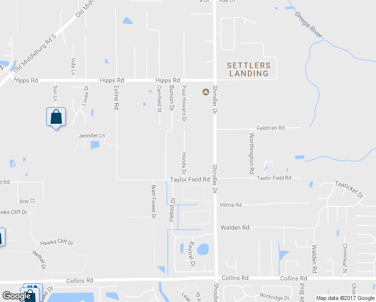 map of restaurants, bars, coffee shops, grocery stores, and more near 7275 Honda Drive in Jacksonville
