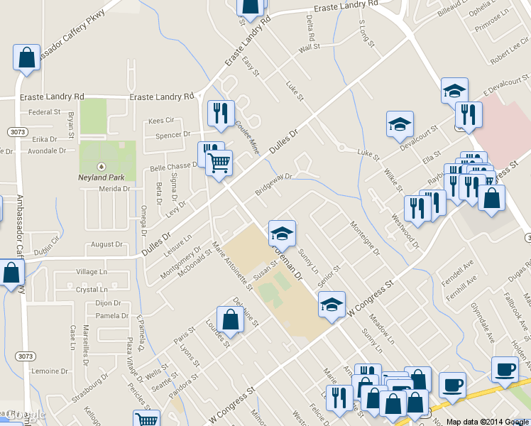 map of restaurants, bars, coffee shops, grocery stores, and more near 108 Burt Circle in Lafayette
