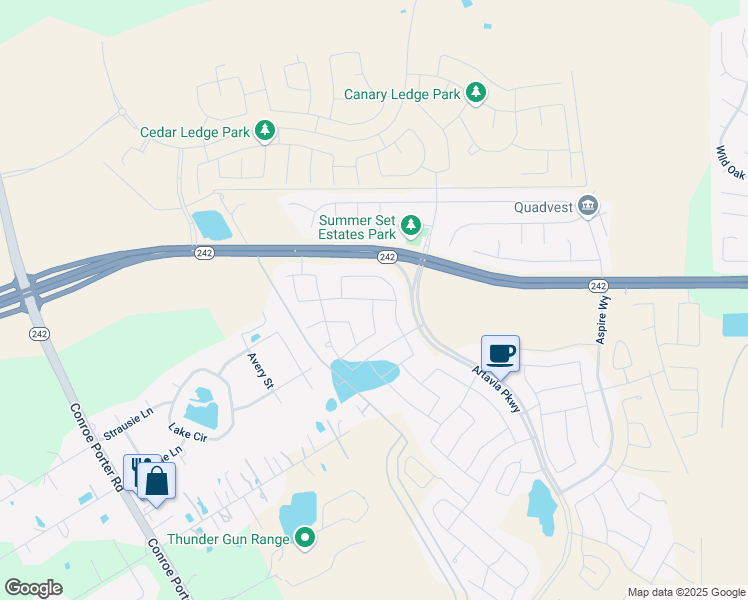 map of restaurants, bars, coffee shops, grocery stores, and more near Scarlet Branch Drive in Montgomery County
