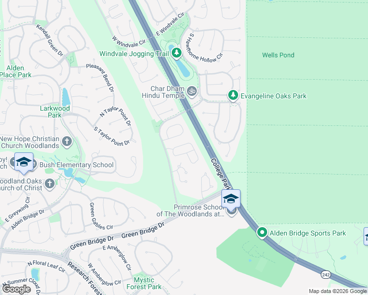 map of restaurants, bars, coffee shops, grocery stores, and more near 6 Wineberry Place in Spring