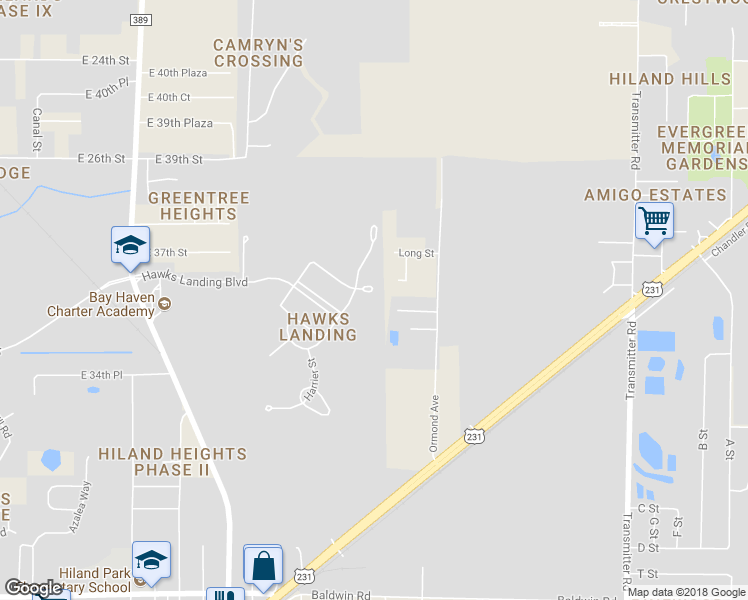 map of restaurants, bars, coffee shops, grocery stores, and more near 2924 Broad Wing Avenue in Panama City