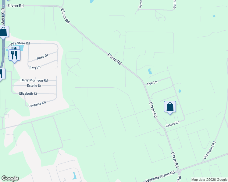 map of restaurants, bars, coffee shops, grocery stores, and more near 139 Sand Pine Trail in Crawfordville