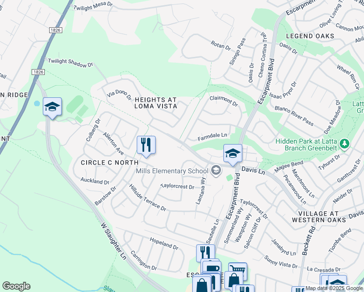 map of restaurants, bars, coffee shops, grocery stores, and more near 8828 La Siesta Bend in Austin