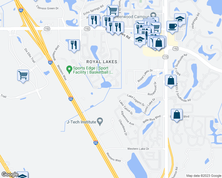 map of restaurants, bars, coffee shops, grocery stores, and more near 9480-2 9536-10 Princeton Square Ap in Jacksonville