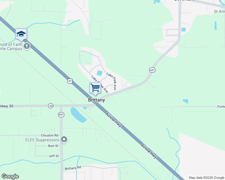 map of restaurants, bars, coffee shops, grocery stores, and more near 10056 Lake Park Avenue in Gonzales