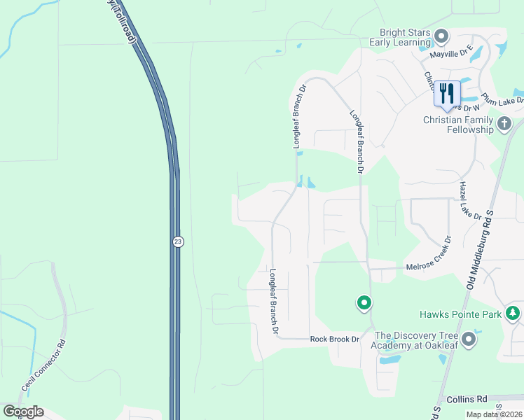 map of restaurants, bars, coffee shops, grocery stores, and more near 10303 Hazel Lake Drive in Jacksonville