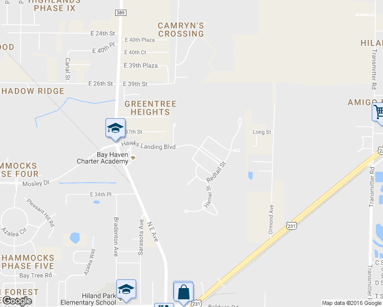 map of restaurants, bars, coffee shops, grocery stores, and more near 2804 Broad Wing Avenue in Panama City