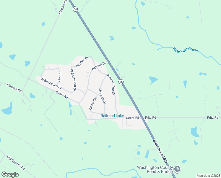map of restaurants, bars, coffee shops, grocery stores, and more near 3100 Possum Trot Street in Brenham