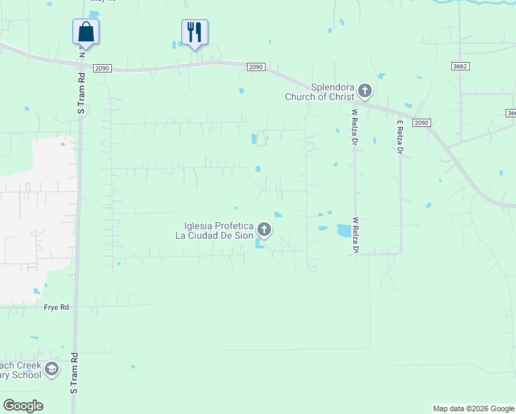map of restaurants, bars, coffee shops, grocery stores, and more near 28104 Ivy Oaks Lane in Splendora