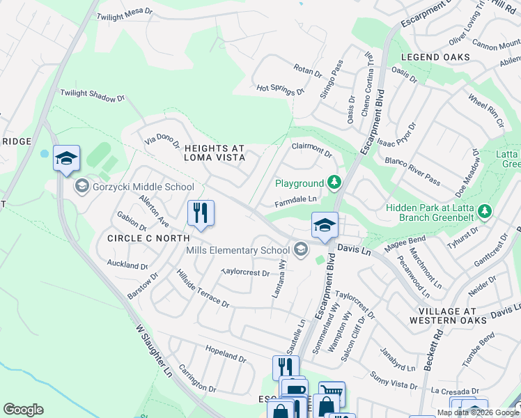 map of restaurants, bars, coffee shops, grocery stores, and more near 8828 La Siesta Bend in Austin