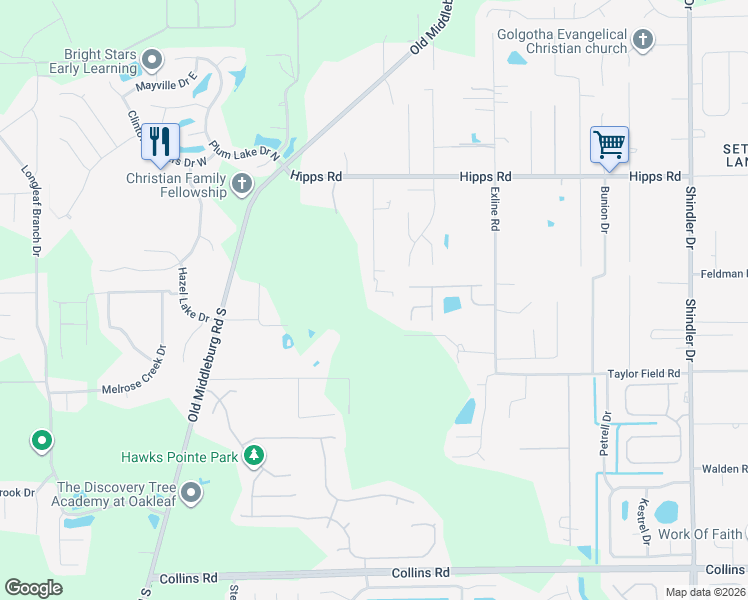 map of restaurants, bars, coffee shops, grocery stores, and more near 7285 Sun Lane in Jacksonville