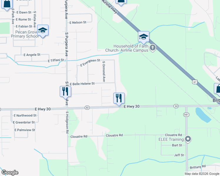 map of restaurants, bars, coffee shops, grocery stores, and more near 2405 South San Francisco Avenue in Gonzales