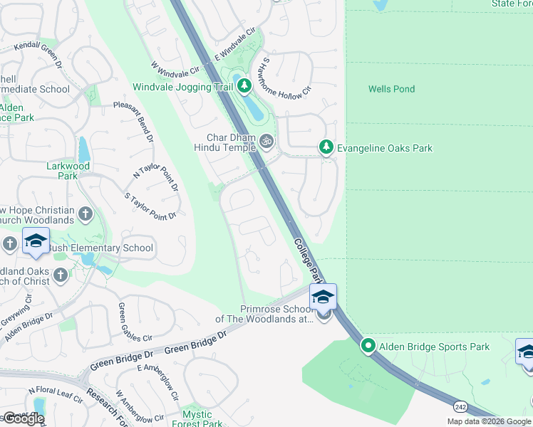 map of restaurants, bars, coffee shops, grocery stores, and more near 114 Anise Tree Place in Spring