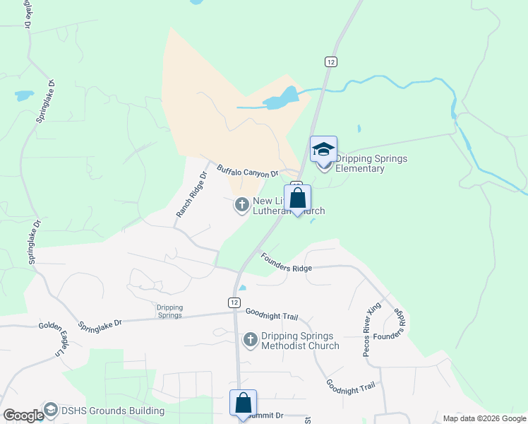 map of restaurants, bars, coffee shops, grocery stores, and more near 163 Heritage Hollow Cove in Dripping Springs