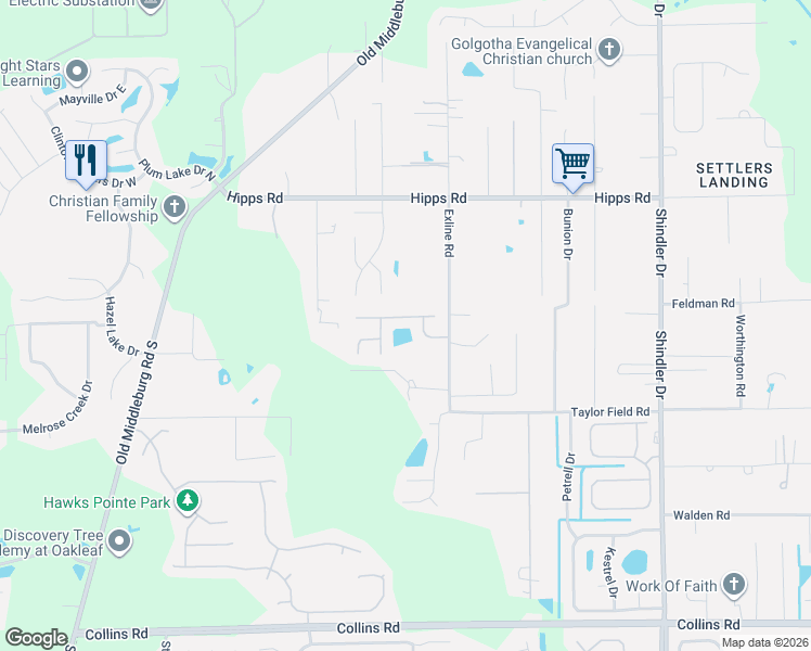 map of restaurants, bars, coffee shops, grocery stores, and more near 9149 Jennifer Lane in Jacksonville