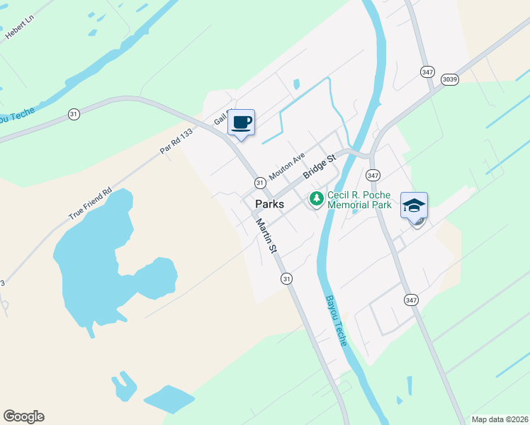 map of restaurants, bars, coffee shops, grocery stores, and more near 1004 Mouton Avenue in Parks