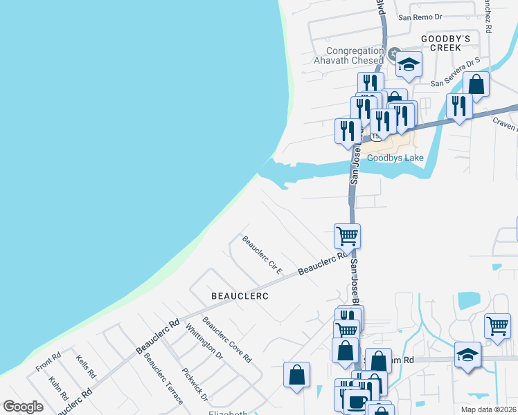 map of restaurants, bars, coffee shops, grocery stores, and more near 9020 Bay Cove Lane in Jacksonville
