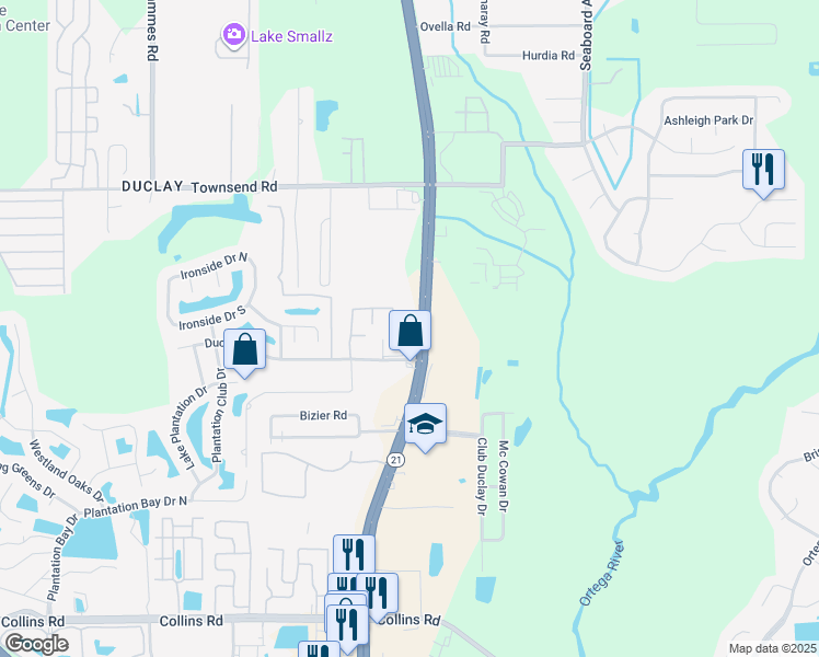 map of restaurants, bars, coffee shops, grocery stores, and more near 7244 Blanding Boulevard in Jacksonville