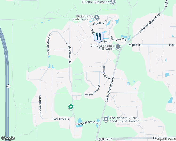 map of restaurants, bars, coffee shops, grocery stores, and more near 7165 Beekman Lake Drive in Jacksonville