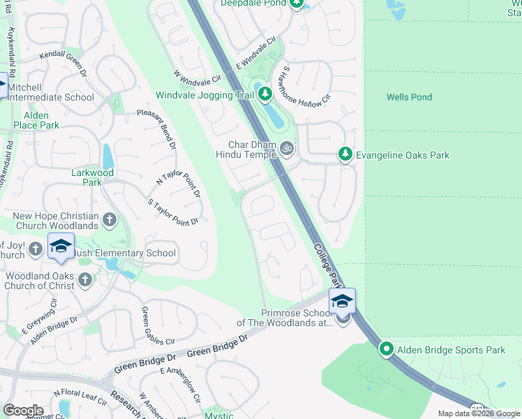 map of restaurants, bars, coffee shops, grocery stores, and more near 139 North Valley Oaks Circle in Spring