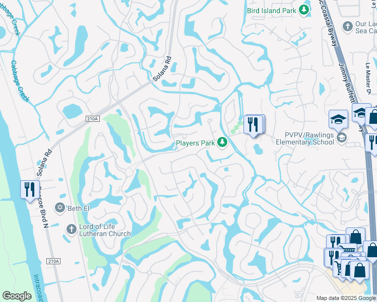 map of restaurants, bars, coffee shops, grocery stores, and more near 3052 Cypress Creek Drive North in Ponte Vedra Beach
