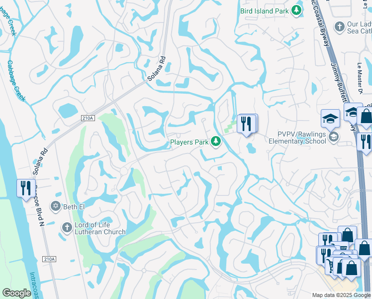 map of restaurants, bars, coffee shops, grocery stores, and more near 3052 Cypress Creek Drive North in Ponte Vedra Beach