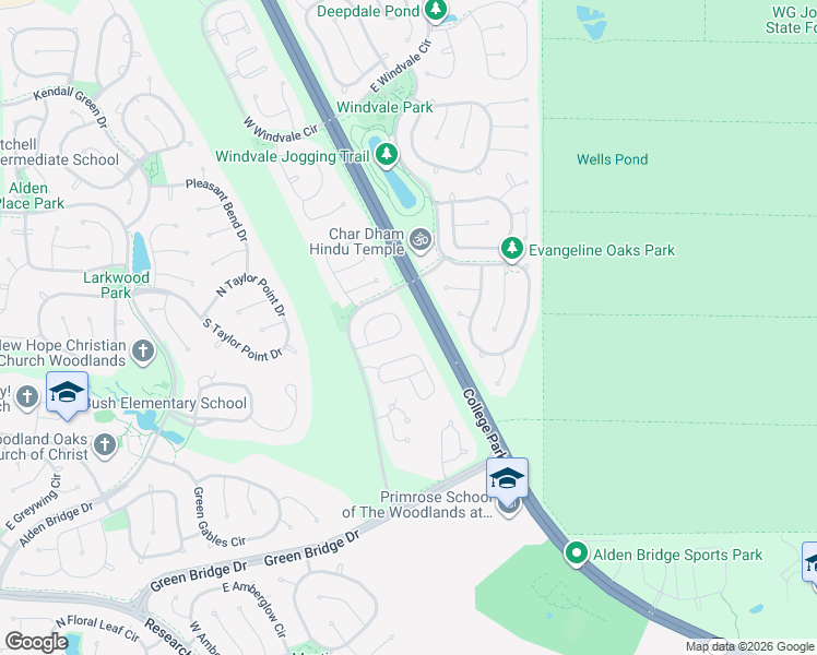 map of restaurants, bars, coffee shops, grocery stores, and more near 78 North Valley Oaks Circle in Spring