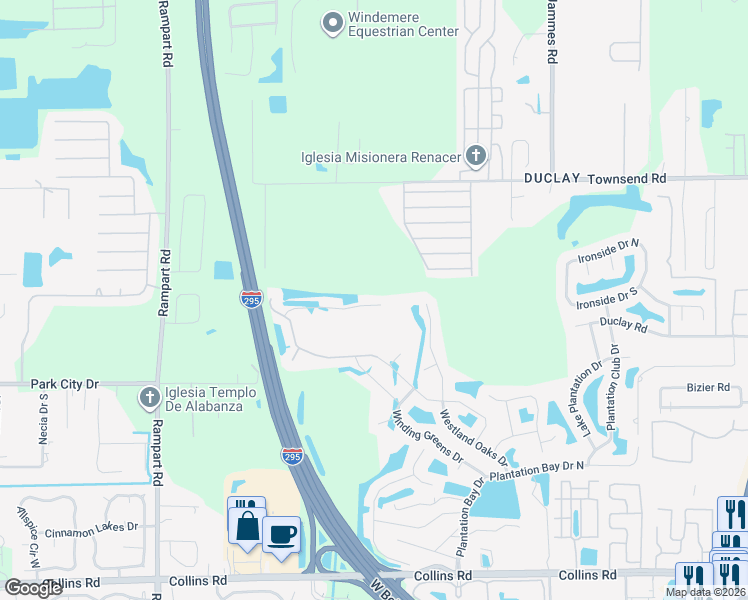map of restaurants, bars, coffee shops, grocery stores, and more near 7605 Fanning Drive in Jacksonville