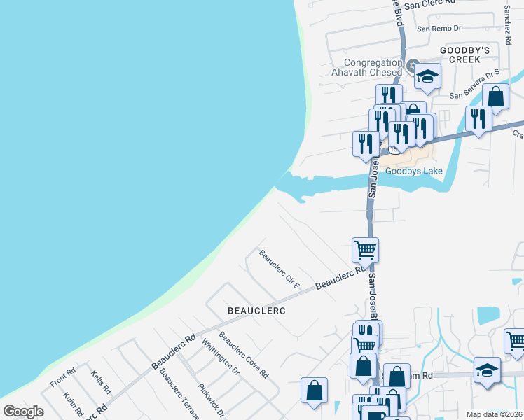 map of restaurants, bars, coffee shops, grocery stores, and more near 9020 Bay Cove Lane in Jacksonville