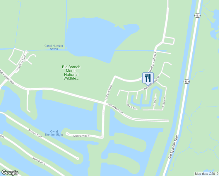 map of restaurants, bars, coffee shops, grocery stores, and more near 129 Lakeshore Village South in Slidell