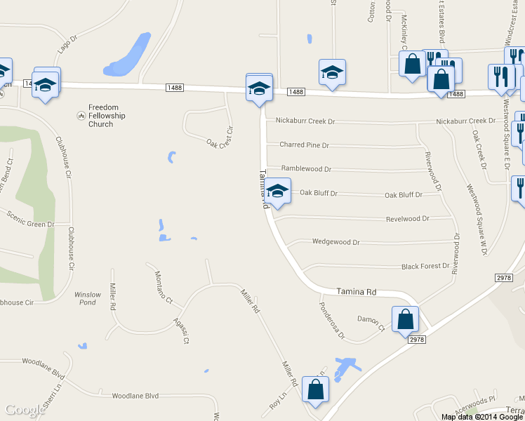 map of restaurants, bars, coffee shops, grocery stores, and more near 32807 Tamina Road in Magnolia
