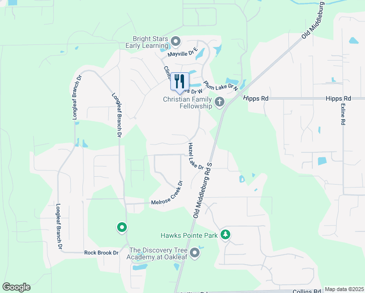 map of restaurants, bars, coffee shops, grocery stores, and more near 7117 Beekman Lake Drive in Jacksonville