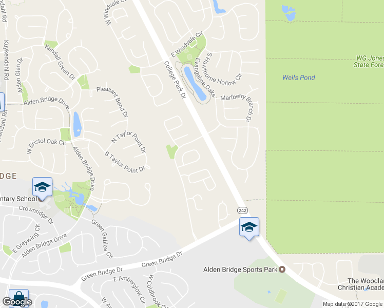 map of restaurants, bars, coffee shops, grocery stores, and more near 139 North Valley Oaks Circle in Spring