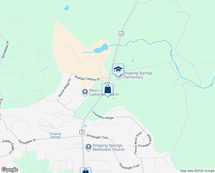 map of restaurants, bars, coffee shops, grocery stores, and more near 29300 Ranch Road 12 in Dripping Springs