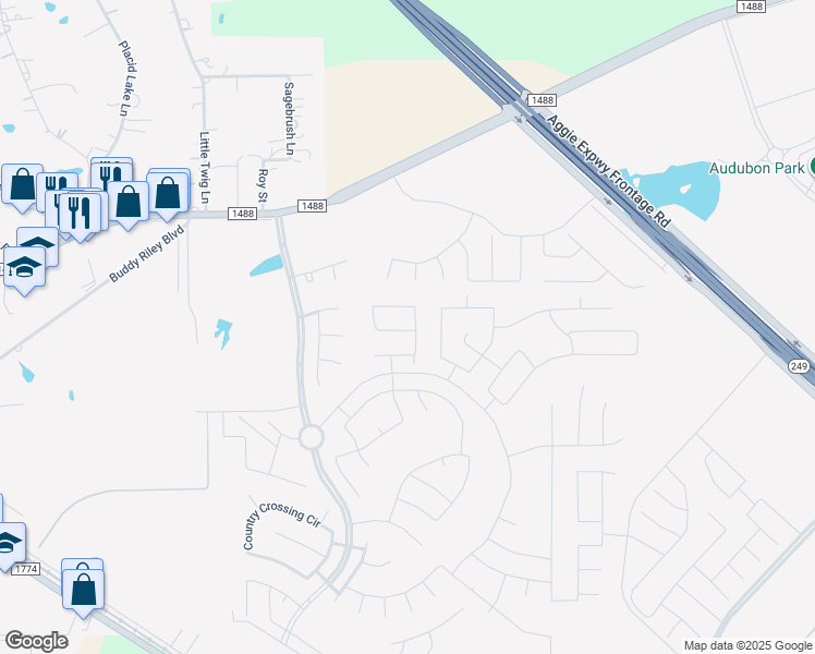 map of restaurants, bars, coffee shops, grocery stores, and more near Magnolia Ridge Boulevard in Magnolia