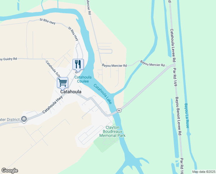 map of restaurants, bars, coffee shops, grocery stores, and more near 125 Vicknair Road in Saint Martinville