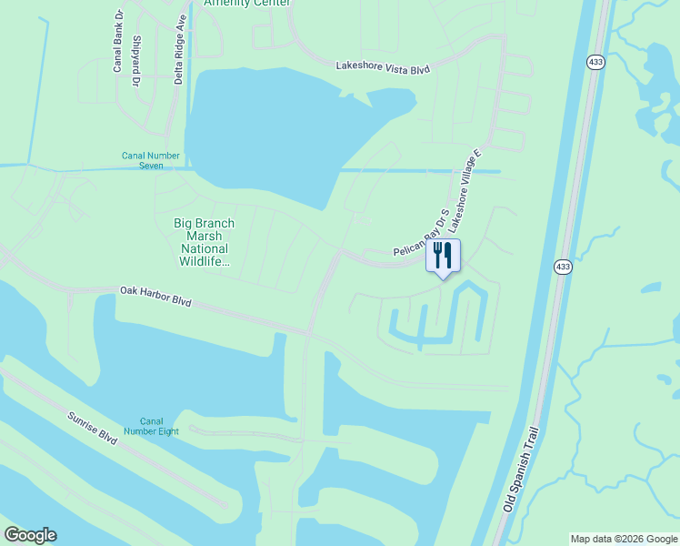 map of restaurants, bars, coffee shops, grocery stores, and more near 144 Lakeshore Village South in Slidell