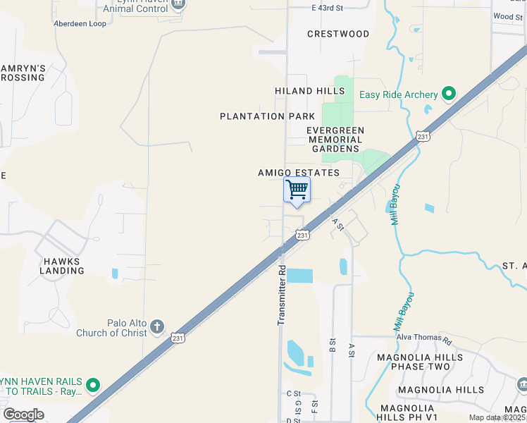 map of restaurants, bars, coffee shops, grocery stores, and more near 3432 Orchard Wood Road in Panama City