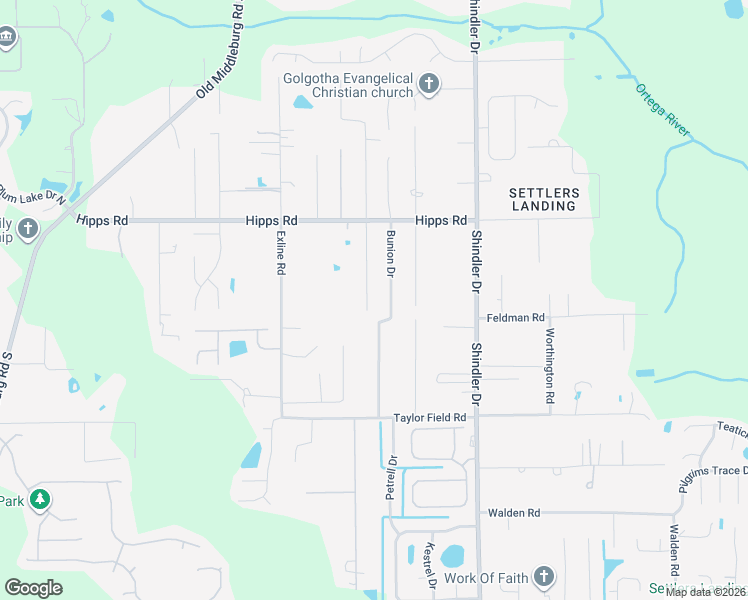 map of restaurants, bars, coffee shops, grocery stores, and more near 7221 Camfield Street in Jacksonville