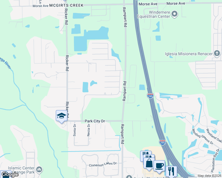 map of restaurants, bars, coffee shops, grocery stores, and more near 7342 Wood Duck Road in Jacksonville