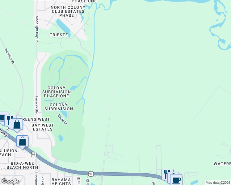 map of restaurants, bars, coffee shops, grocery stores, and more near in Panama City Beach